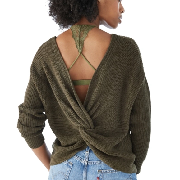 Elan Reversible Open Back Twist Sweater green small medium - Picture 1 of 8